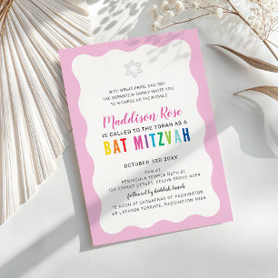 MODERN BAT MITZVAH Regenbogenfarben mit schwachem  Einladung