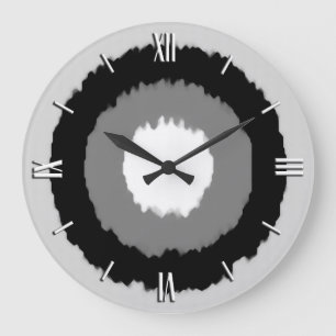 Modern batik circles - shades of grey große wanduhr