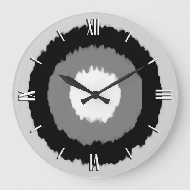 Modern batik circles - shades of grey große wanduhr (Vorderseite)
