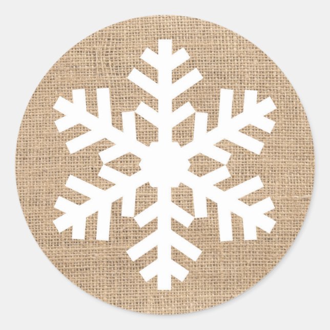 Modern Bauernhof Weihnachten Schneeflocke Rustikal Runder Aufkleber (Vorderseite)