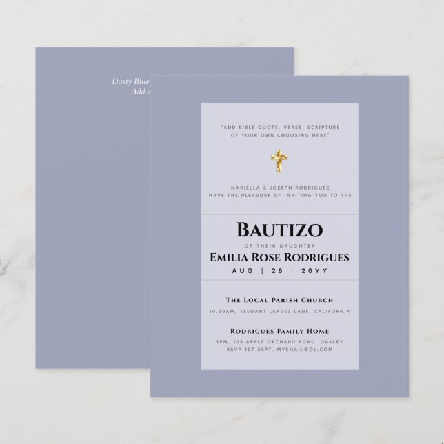 Modern BAUTIZO Bautismo BAPTISM Christening INVITE (Vorne/Hinten)