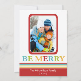 Modern BE MERRY Christmas Flat Card Feiertagskarte