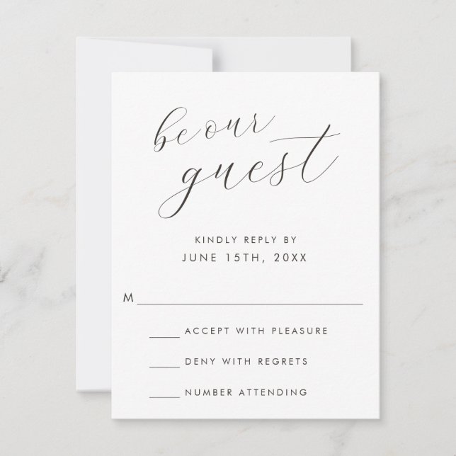 Modern Be Our Guest Wedding Carte RSVP (Devant)