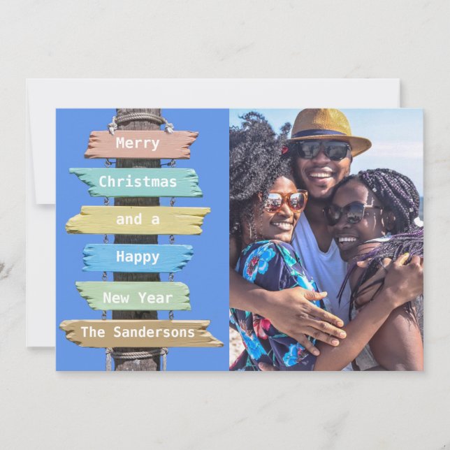 Modern Beach Foto Weihnachtskarte Feiertagskarte (Vorderseite)