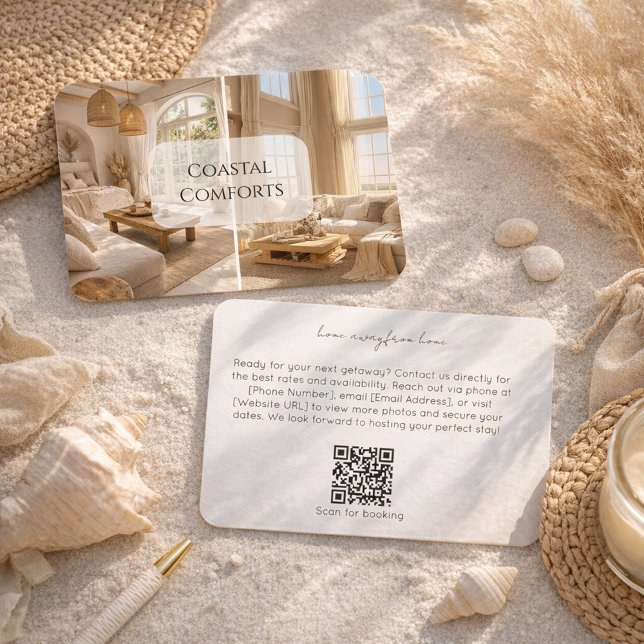  Modern Beach House Rental Property QR Code Visitenkarte (Von Creator hochgeladen)