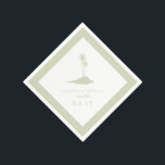Modern Beach Island Wedkins - Green Serviette<br><div class="desc">Papierservietten mit einer Darstellung einer Insel mit zwei Palmen. Personalisieren Sie den Text. Grenzen,  Text und Abbildung sind hellgrün. Suchen Sie in Jill's Paperie nach passenden Einladungen und anderen koordinierenden Gegenständen.</div>