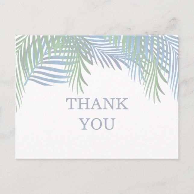 Modern Beach Palm Blätter Beerdigung Danke Postkarte (Vorderseite)