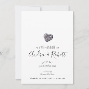 Modern Beach Pebble Herz Save the Date Einladung