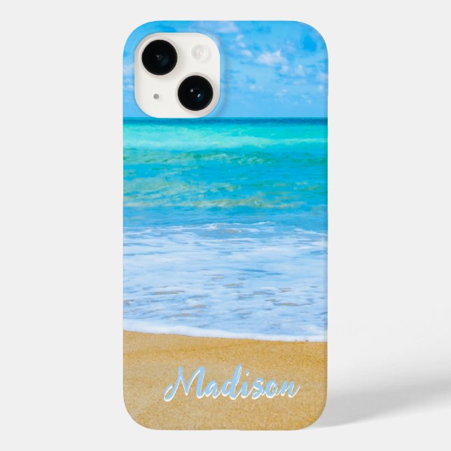 Modern Beach Sand Sky Personalisiert Case-Mate iPhone 14 Hülle (Rückseite)