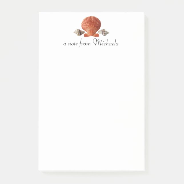 Modern Beach Seashells Personalisiert Post-it Klebezettel (Vorderseite)