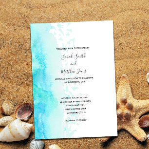 Modern Beach Watercolor Design Wedding Invitation Einladung