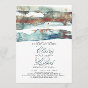 Modern Beach Watercolor Splash Engagement Party Einladung