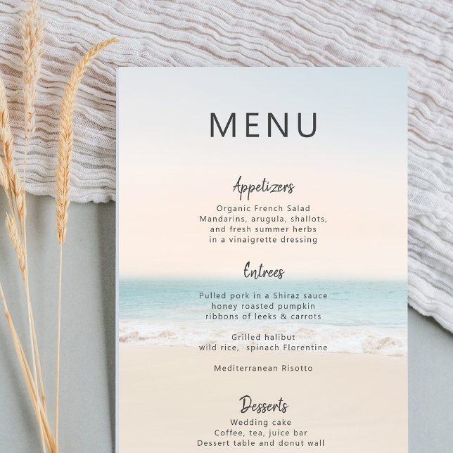 Modern Beach Wedding 3 Courts Dinner Menu (Von Creator hochgeladen)