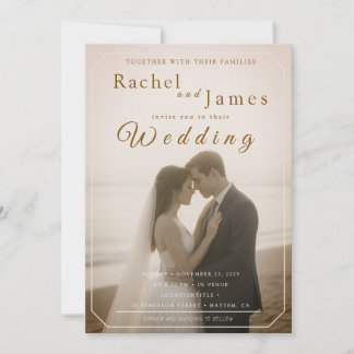 Modern Beach Wedding Invitation with QR Code Einladung