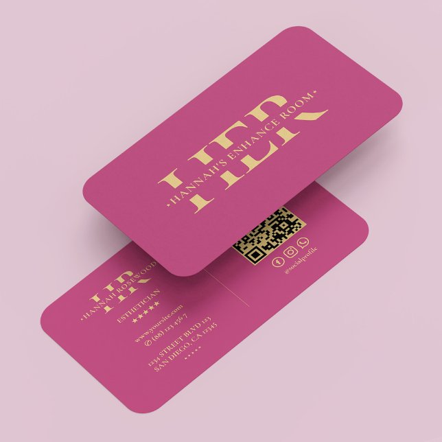 Modern Beautician Monogram Esthetician Pink Visitenkarte (Modern Beautician Monogram Esthetician Pink Business Card
)