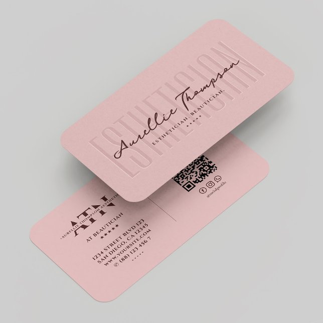 Modern Beautician Monogram Visitenkarte (Modern Beautician Esthetician Monogram Pink Business Card
)