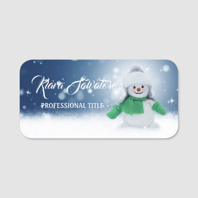 Modern Beautiful Christmas Snowman Namensschild (Vorderseite)