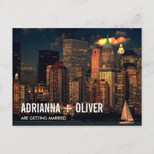 Modern Beautiful New York Skyline Save the Date 2 Ankündigungspostkarte