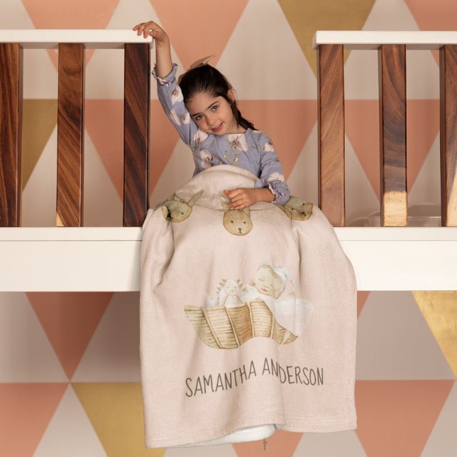 Modern Beauty Pastel Pink Name Fleecedecke (Von Creator hochgeladen)