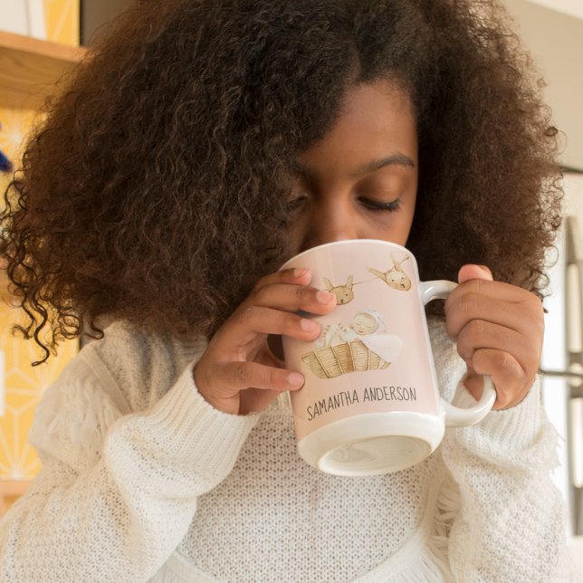 Modern Beauty Pastel Pink Name Zweifarbige Tasse (Von Creator hochgeladen)