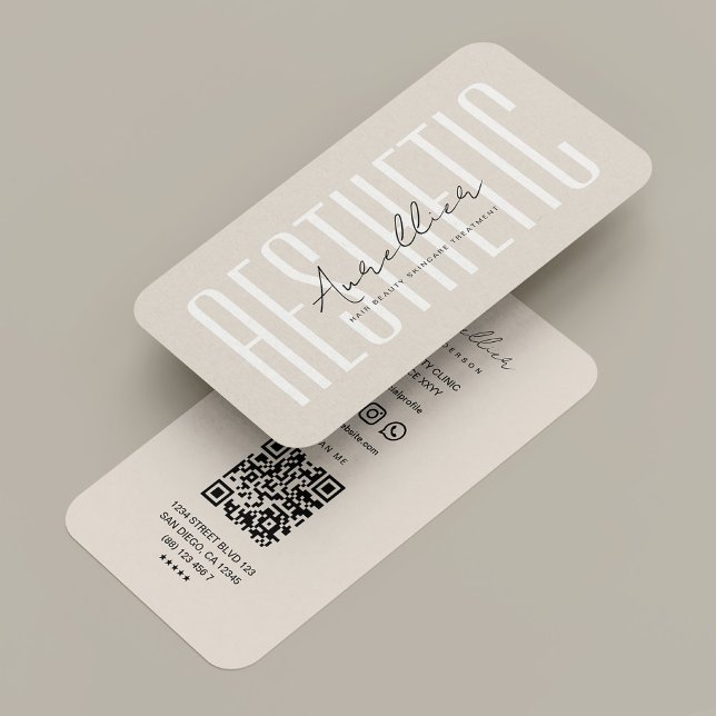 Modern Beauty Stylist Ästhetische Sand Beige Visitenkarte (Modern Beauty Stylist Aesthetic Sand Beige Business Card
)