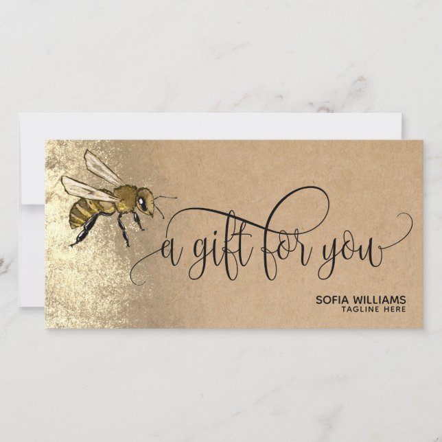 Modern Bee Honeybee Honey Gift Card (Vorderseite)