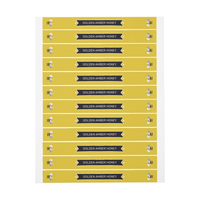 Modern Bee Icon Gold Honey Jar Lid Label (Bogen)