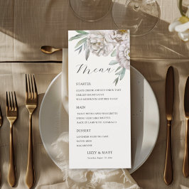  Modern beige & Off White Floral Wedding Menu Menükarte