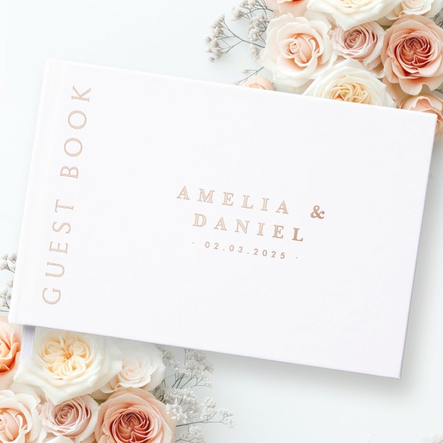Modern beliebige Farbe Hochzeitnamen und Datum ech Gästebuch (Modern any color wedding names and date real foil guest book)