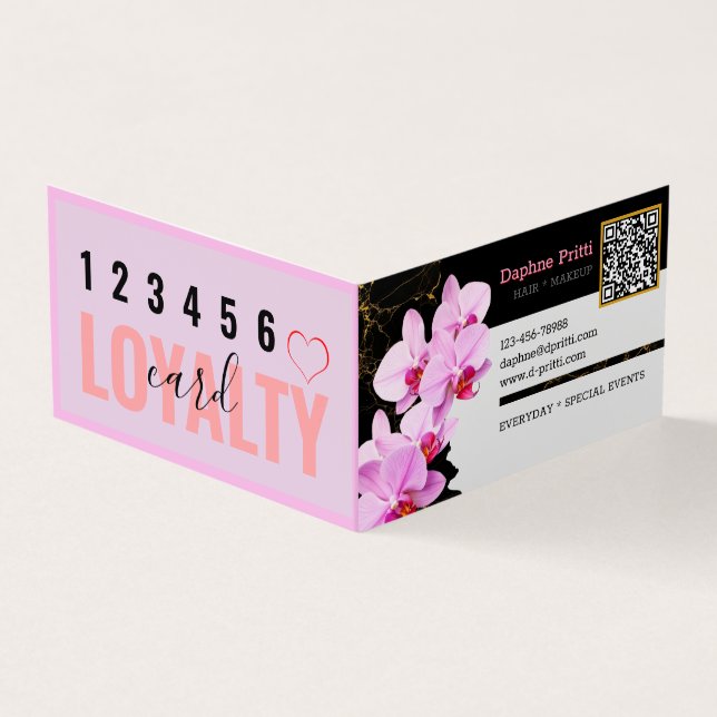 Modern, Benutzerdefinierter QR-Code, Orchidee, Mar Visitenkarten (Vorderseite)