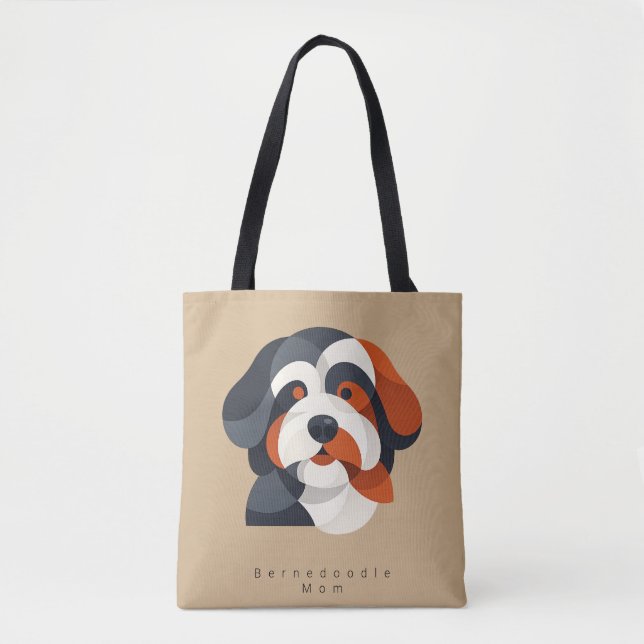 Modern Bernedoodle Mom Tote Bag - Geometric Tri-Co Tasche (Vorderseite)