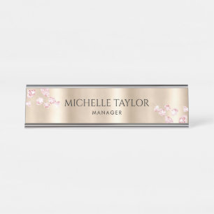 Modern Berufliche Rose Gold Sparkassetten Schreibtischnamensplakette