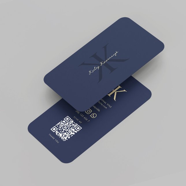 Modern Berufliches Marketing Monogram K Blau Visitenkarte (Modern Professional Marketing Monogram K Blue Business Card
)