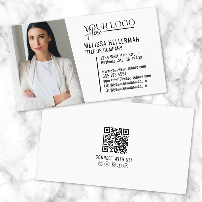 Modern Berufliches QR-Foto-Logo Visitenkarte (Modern Professional QR Code Photo Logo Business Card)