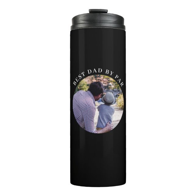 Modern Best Dad By Par Custom Family Photo  Thermosbecher (Vorderseite)