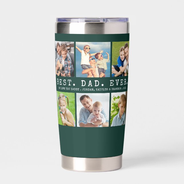 Modern BEST DAD EVER 6 Photos Thermobecher (Vorderseite)