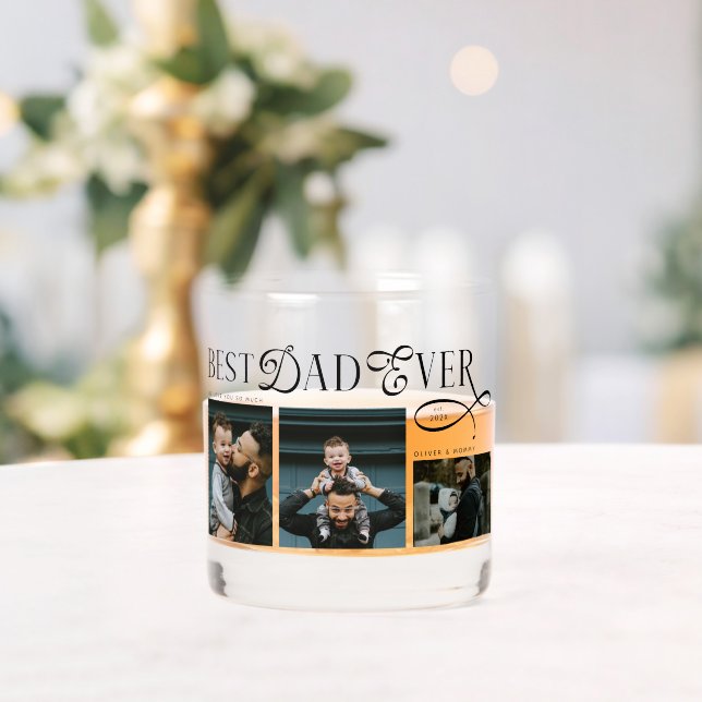 Modern Best Dad Ever Photo Collage Fathers Day Whiskyglas (Insitu (Hochzeit))