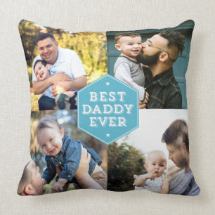Modern Best Daddy Ever 4 Foto Collage Kissen