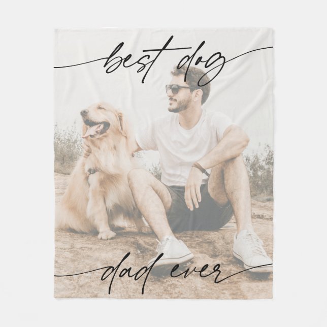 Modern Best Dog Ever Foto White Overlay Script Fleecedecke (Vorderseite)