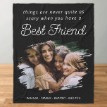 Modern Best Friend BFF Photo Fleece Blanket<br><div class="desc">Unique bff photo blanket featuring a stylish black background,  a precious picture of you and your friend in a brush stroke effect,  the cute friendship saying 'things are never quite as scary when you have a best friend',  and your names at the bottom.</div>