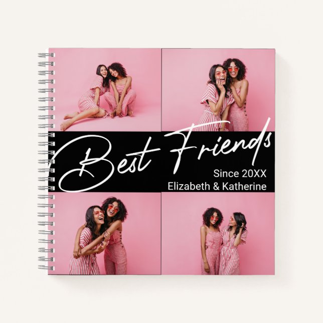 Modern Best Friends 4 Foto Collage Geschenk Notizbuch (Vorderseite)