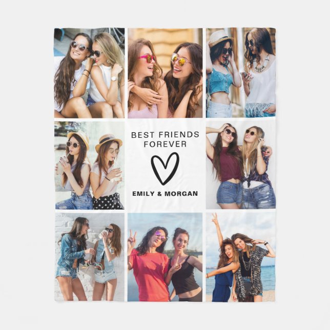 Modern Best Friends Forever Foto Collage Namen Fleecedecke (Vorderseite)