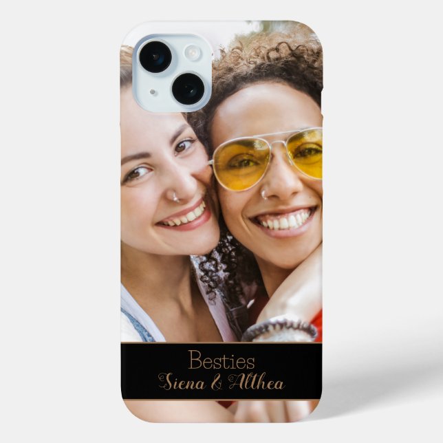 Modern Best Friends Foto Name Case-Mate iPhone Hülle (Rückseite)