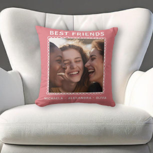 Modern Best Friends Pink Foto Kissen