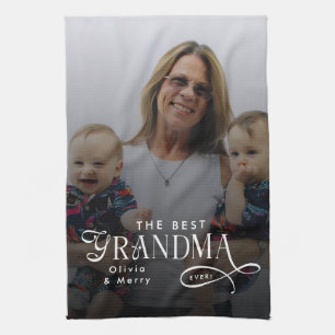 Modern Best Grandma Ever Foto Personalisiert Geschirrtuch