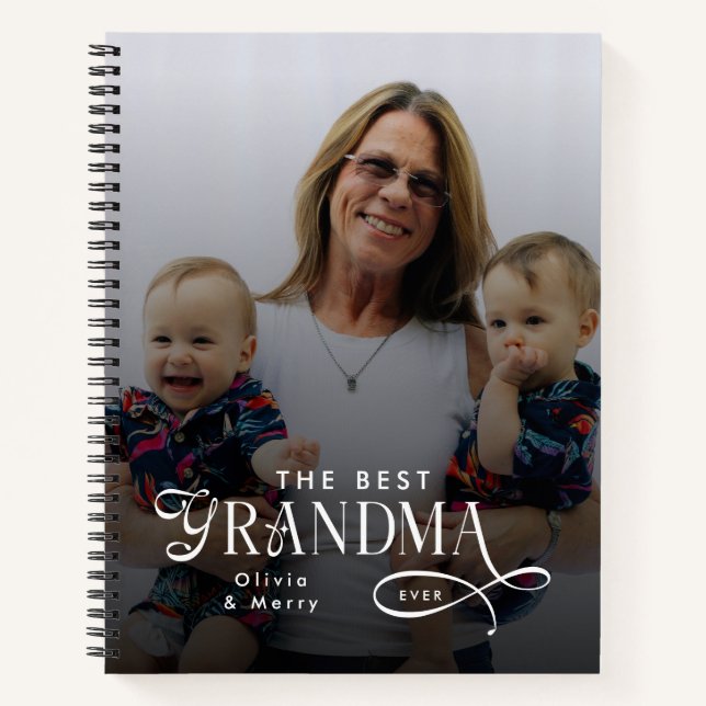 Modern Best Grandma Ever Photo Personalized Notizbuch (Vorderseite)