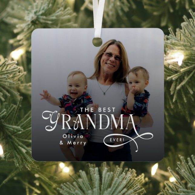 Modern Best Grandma Ever Photo Personalized Ornament Aus Metall (InSitu)
