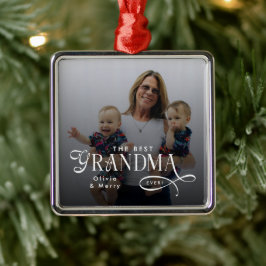 Modern Best Grandma Ever Photo Personalized Ornament Aus Metall