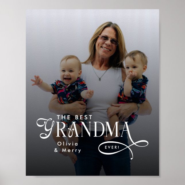 Modern Best Grandma Ever Photo Personalized Poster (Vorne)