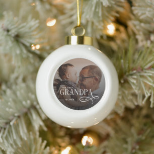 Modern Best GrandPa Ever Foto Personalisiert Keramik Kugel-Ornament